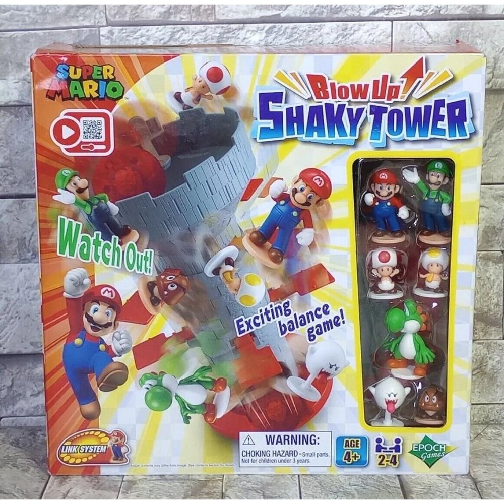 Games Super Mario Blow Up! Shaky Tower Balancing Game - Tabletop Skill New RIP